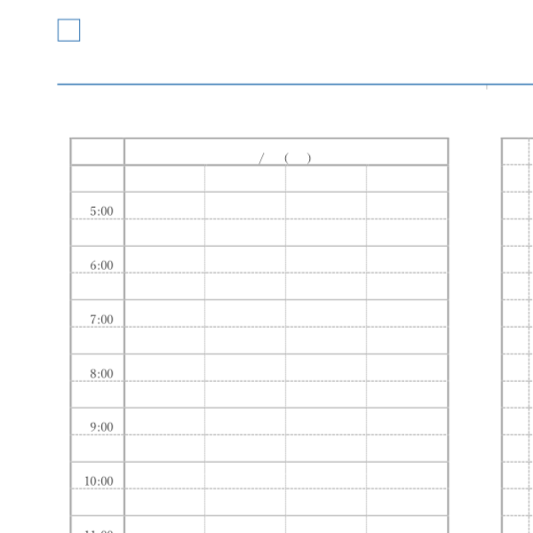 ノート用紙テンプレート タイムスケジュール表 1週間 Sort Note ソートノート